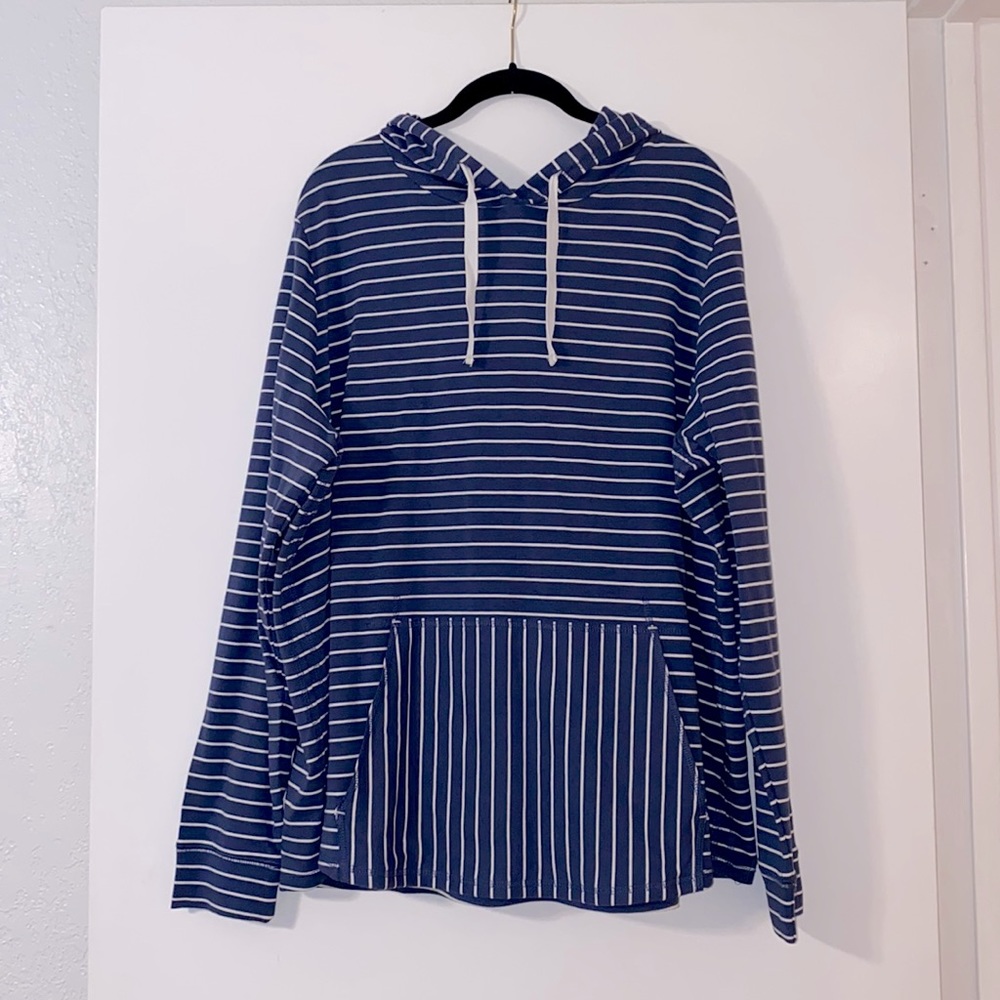Anybody Brand New 1X Light Blue & White Sweater w/Hoodie